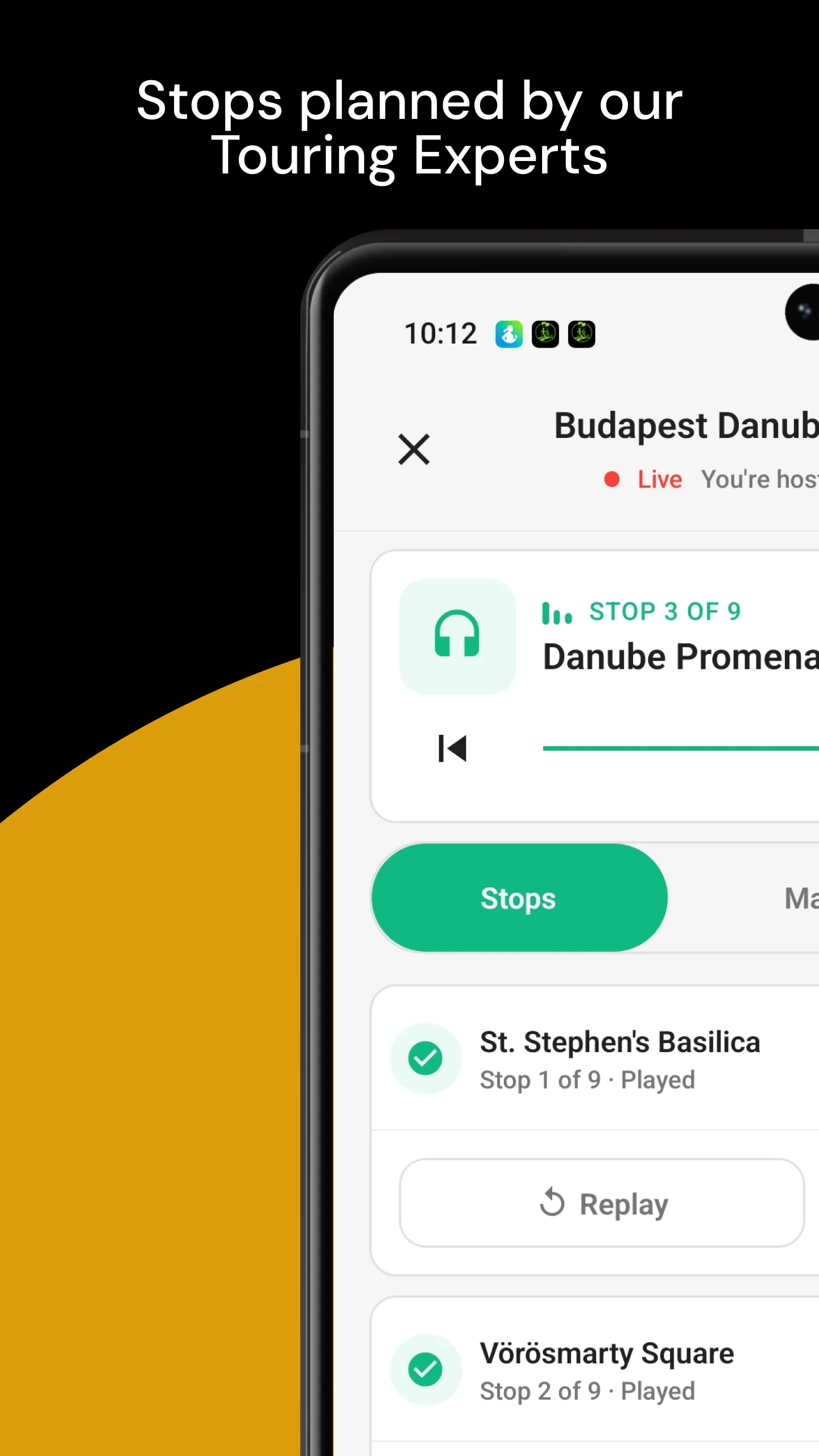 An audio tour's stops laid out in the Walk With Me app