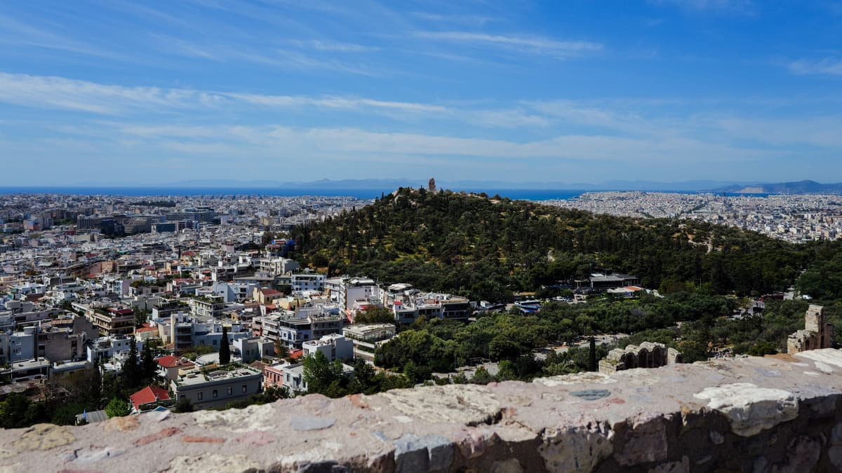 Athens from the hills, with Lycabettus beyond