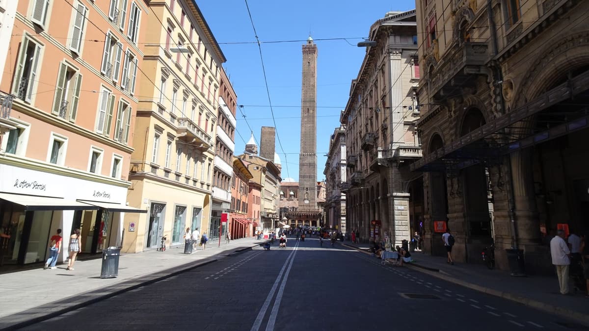 A Bologna street leading to the Two Towers