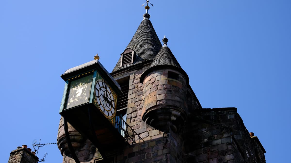 Canongate Tolbooth clock on the Royal Mile, Edinburgh