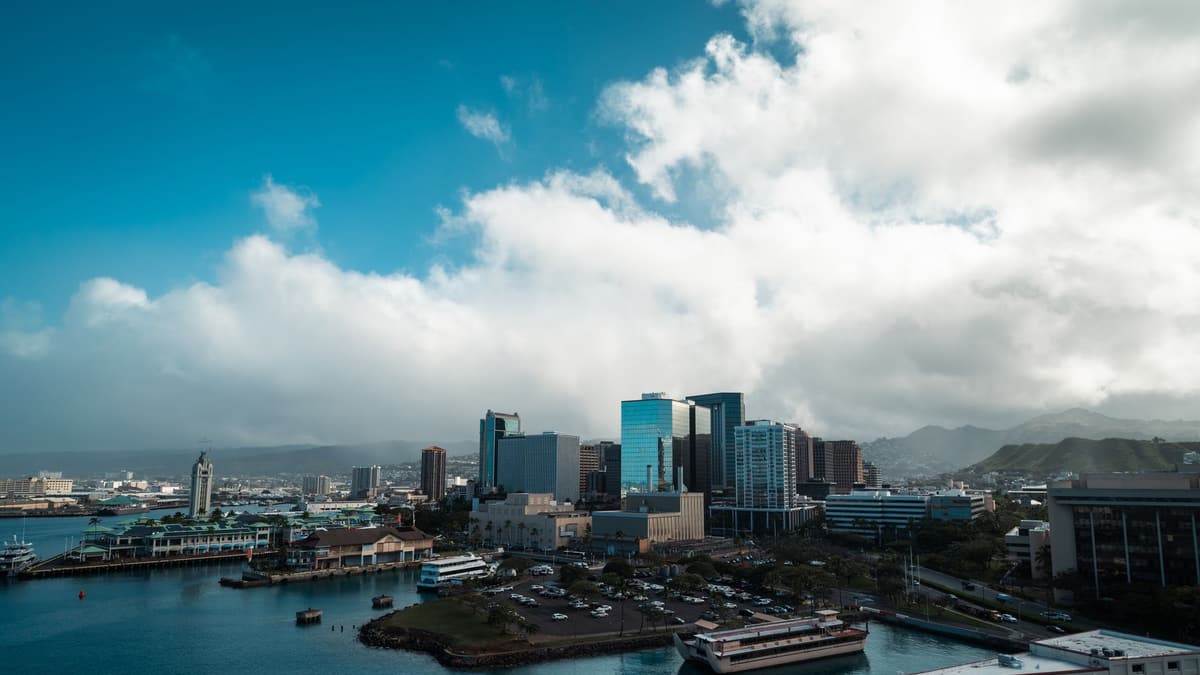 Honolulu Harbor and downtown