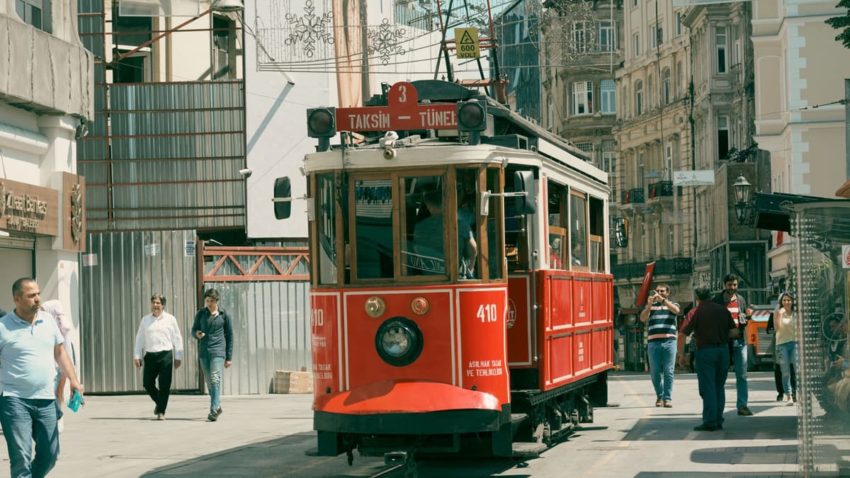 A tram on İstiklal Avenue