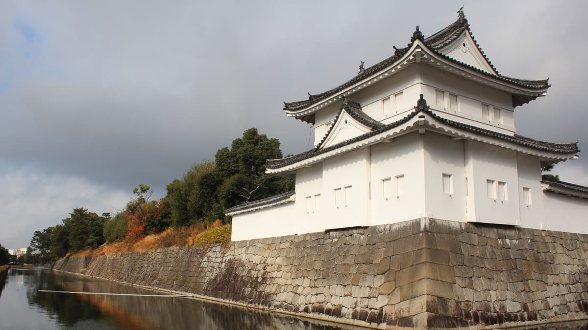 A corner tower and moat of Nijo Castle, Kyoto