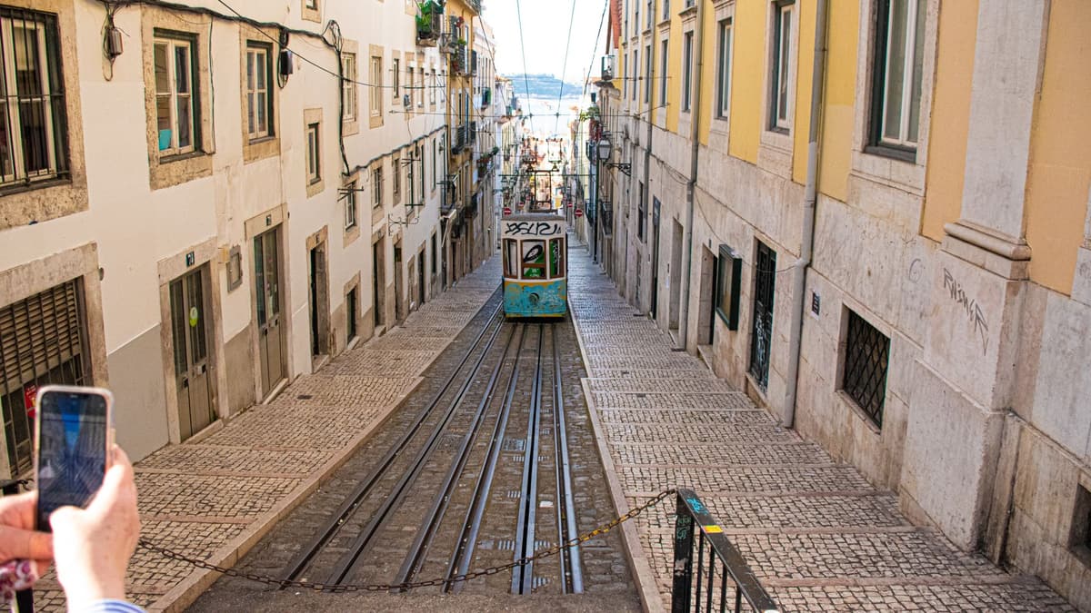 Lisbon yellow tram Alfama