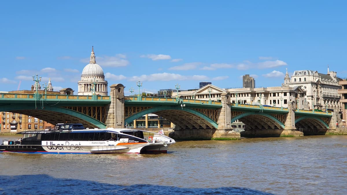 Blackfriars Bridge across the Thames, with St Paul's behind