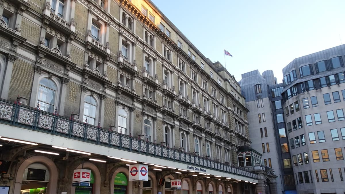 Charing Cross Station and its forecourt on the Strand