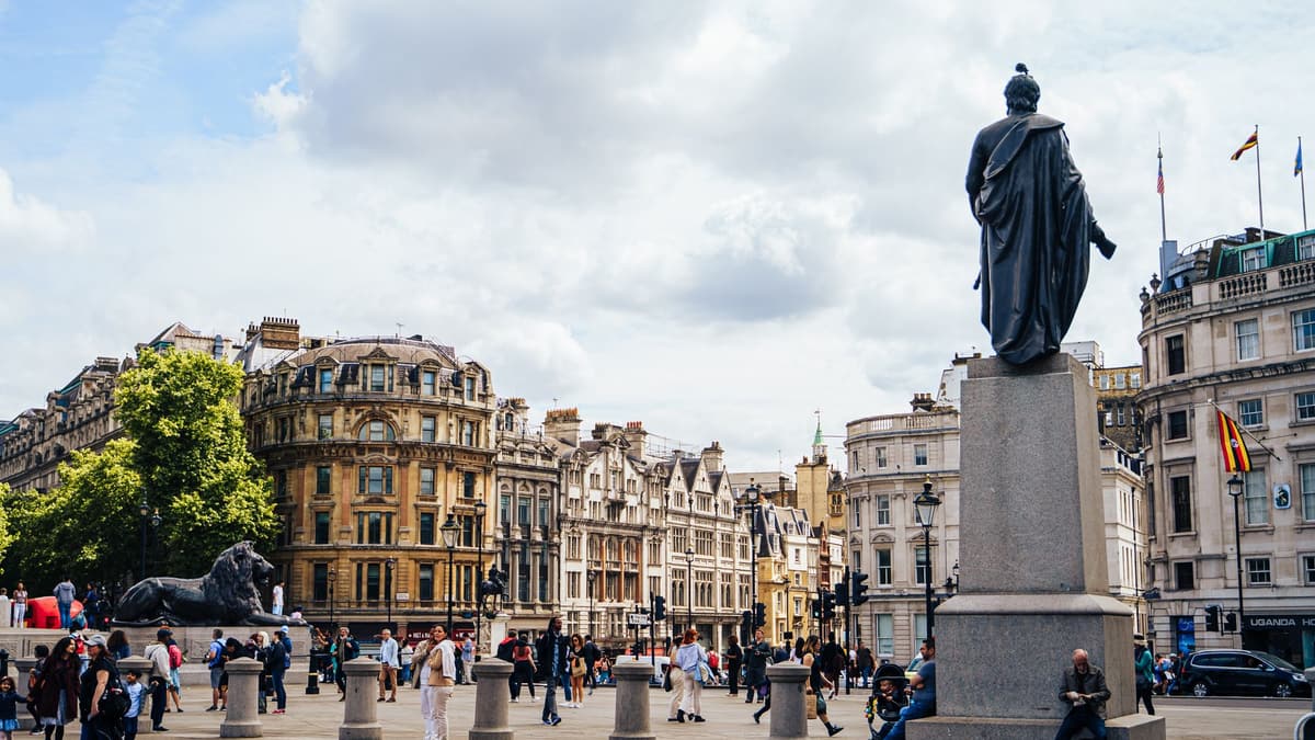 Trafalgar Square, on the way from Whitehall to the Strand