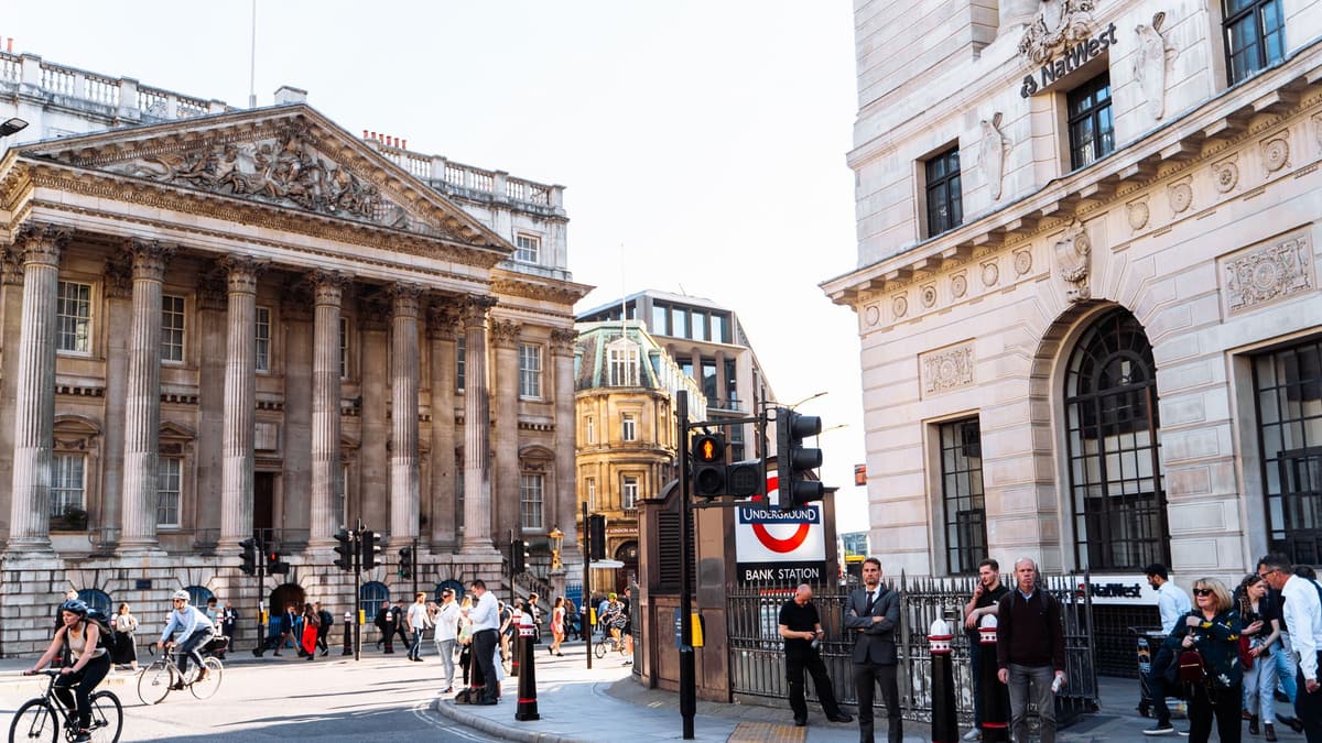 Bank junction, with the Royal Exchange and Bank station