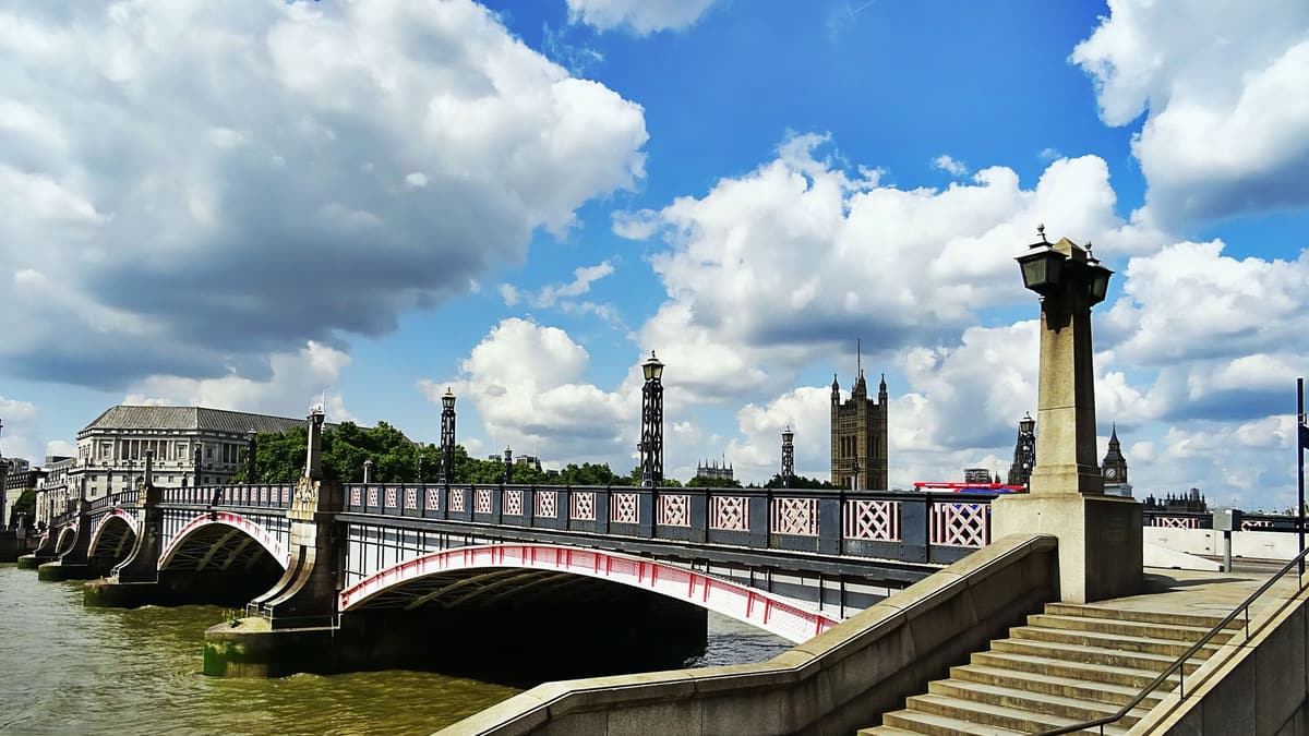 Lambeth Bridge, London, with the Palace of Westminster behind