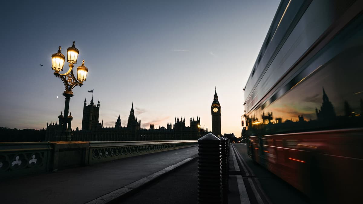 Westminster Bridge and Big Ben at dusk, London