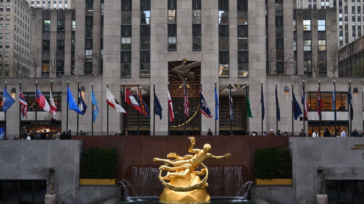 Prometheus above the plaza at Rockefeller Center, New York