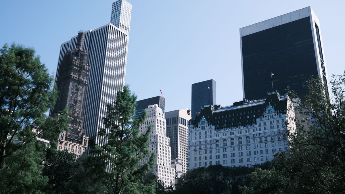 The Plaza Hotel seen from Central Park, New York