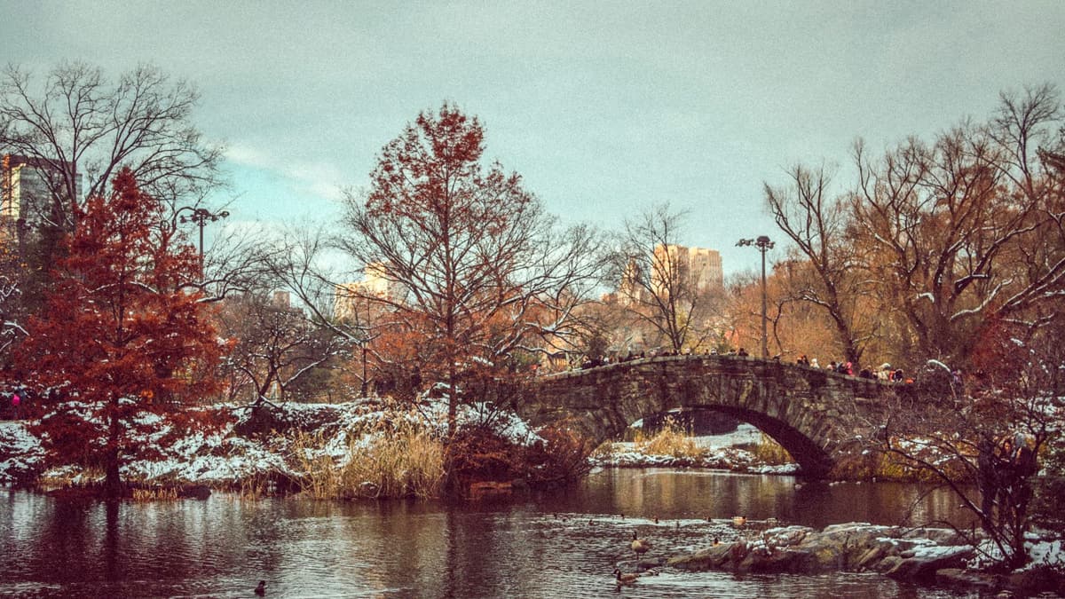 Gapstow Bridge over the Pond in Central Park, New York
