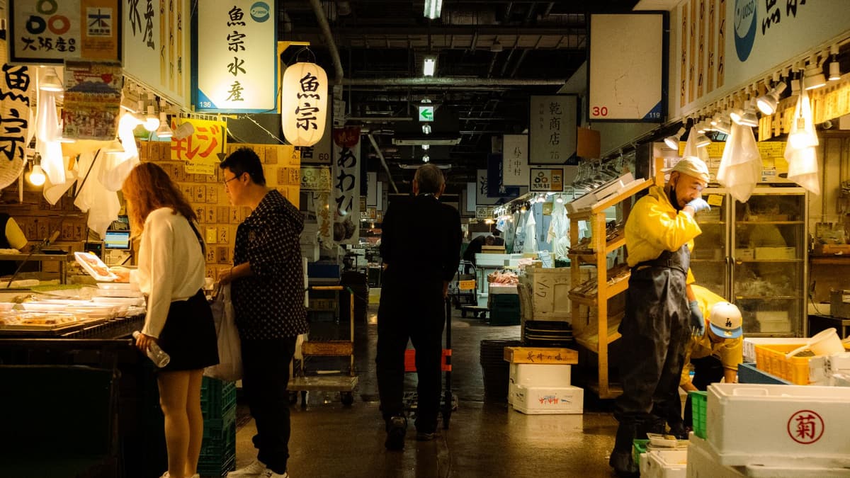 Seafood stalls in an Osaka market