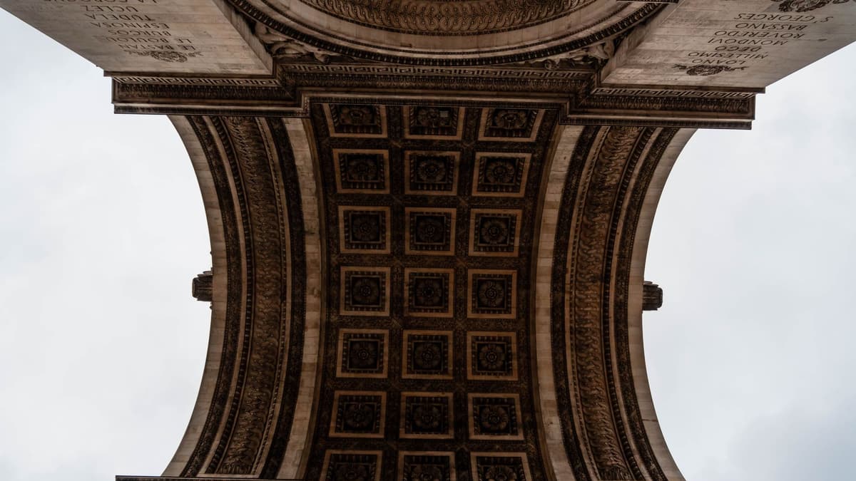 Looking up into the vault of the Arc de Triomphe, Paris