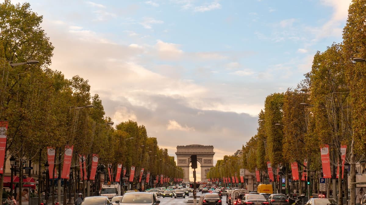The Champs-Élysées leading to the Arc de Triomphe, Paris