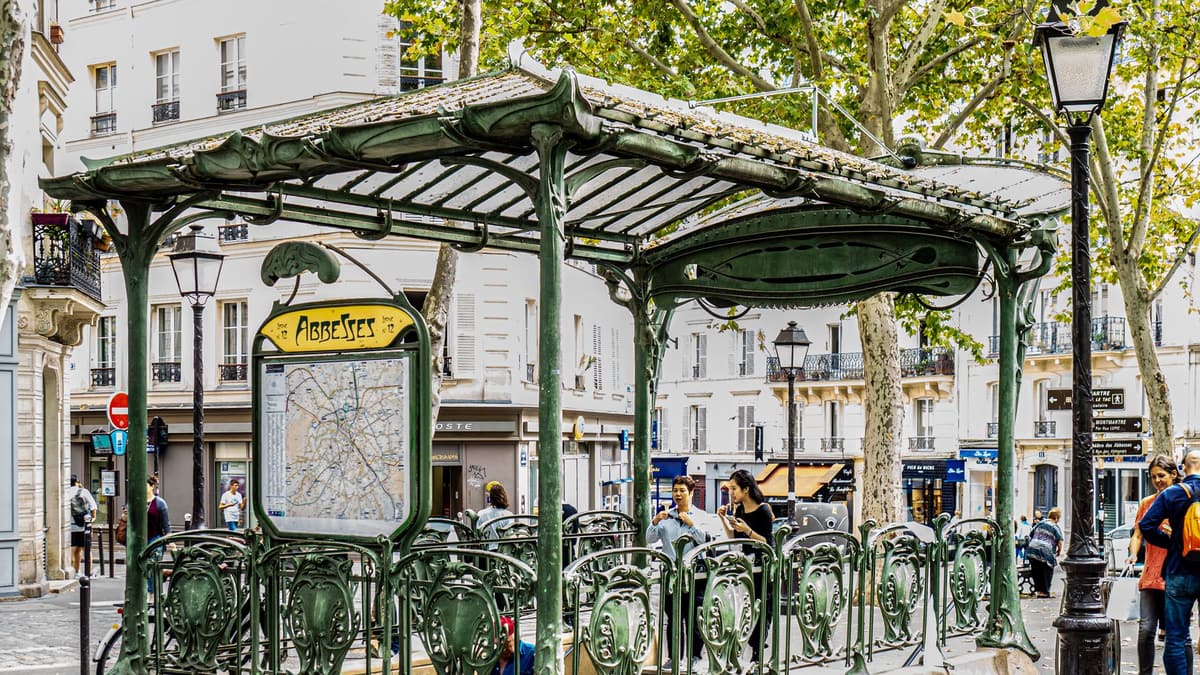 Art Nouveau entrance of Abbesses metro, Paris