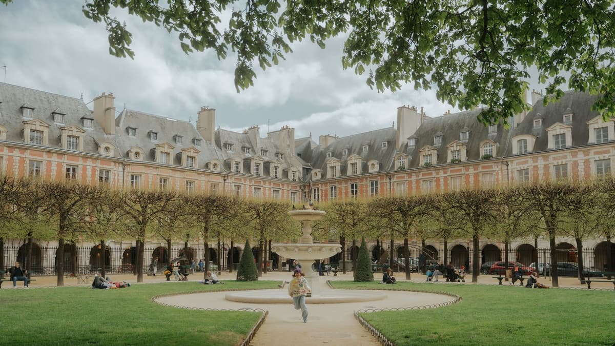 The Place des Vosges, where Victor Hugo's house stands