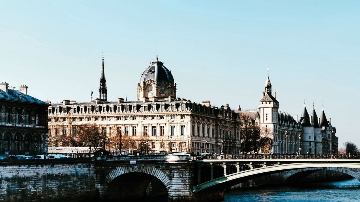 The Seine at the Pont au Change, beside the Pont Notre-Dame, with the Conciergerie
