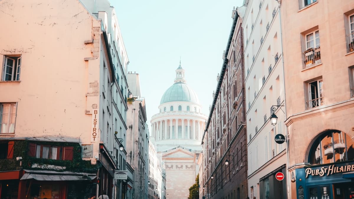 A Latin Quarter street leading to the Panthéon, Paris