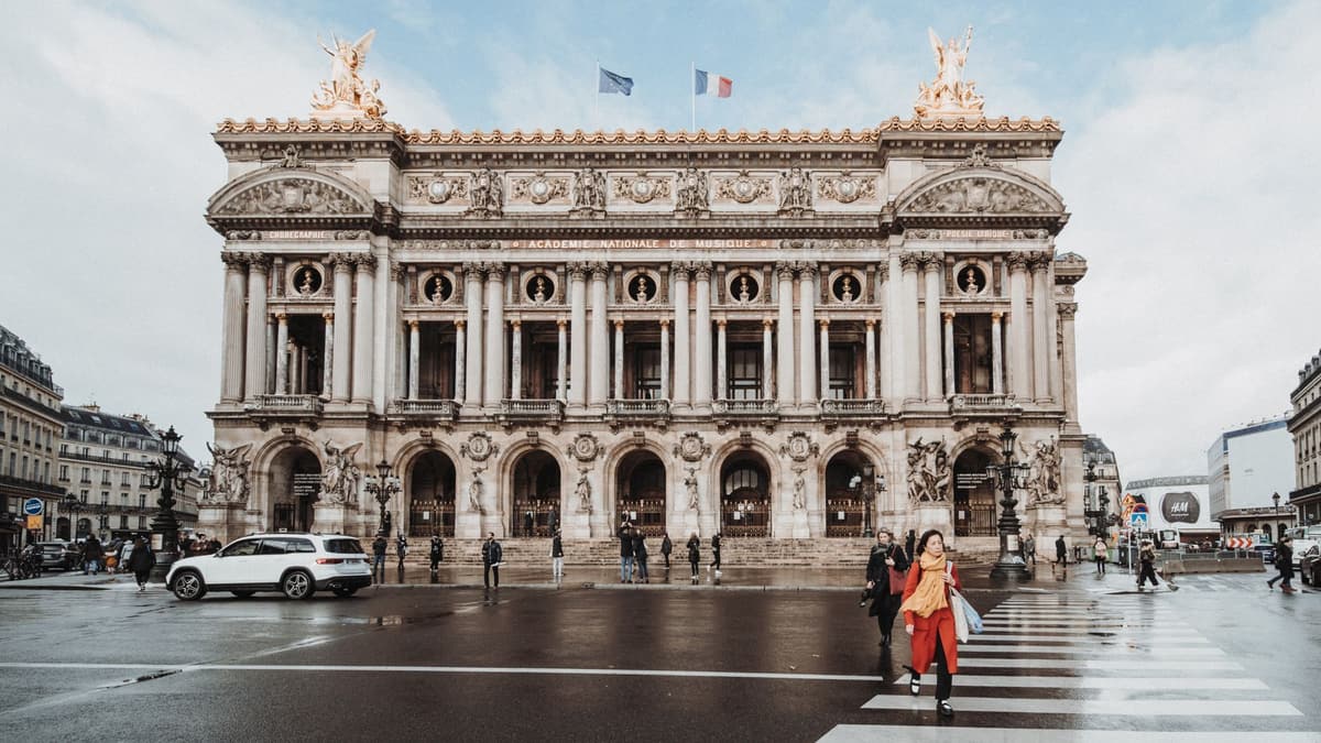 The Palais Garnier facade across the Place de l'Opéra