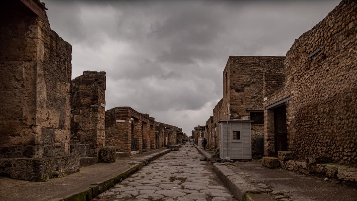 A deserted ancient street in Pompeii