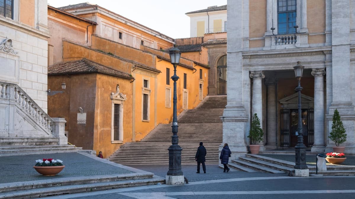 Piazza del Campidoglio on the Capitoline Hill at twilight
