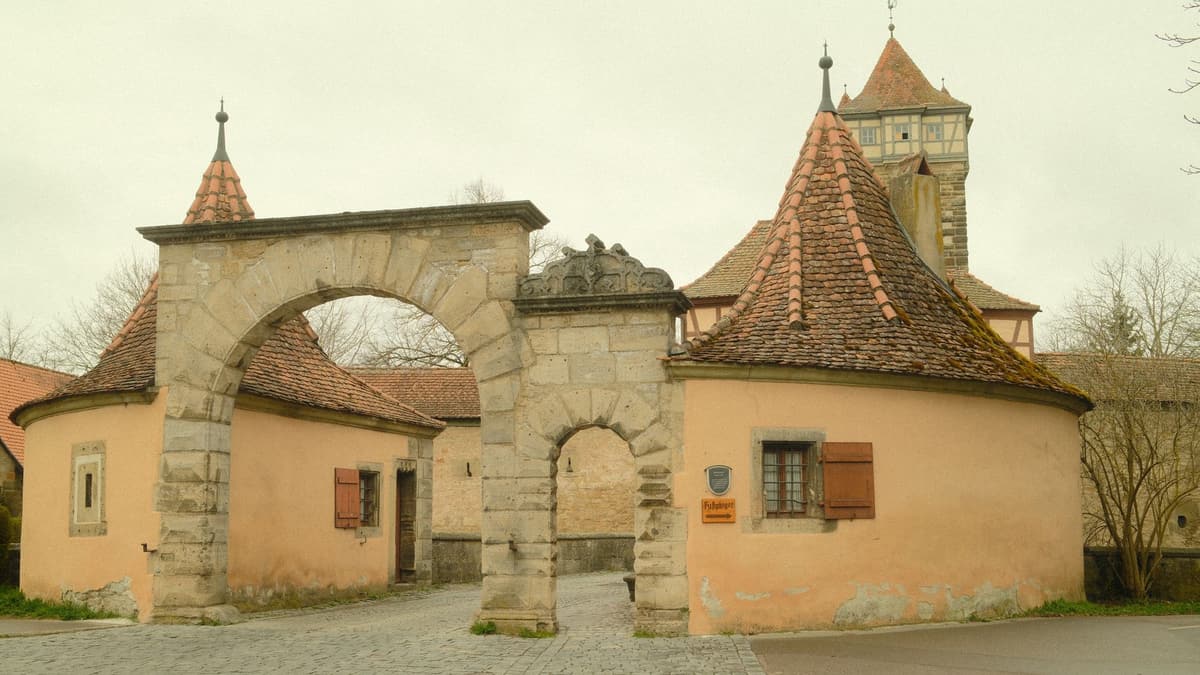 A medieval stone gate in Rothenburg ob der Tauber