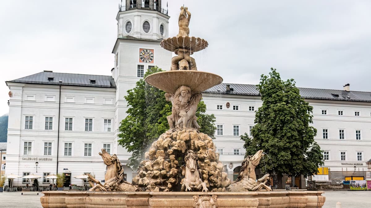 Residenz fountain on Residenzplatz, Salzburg