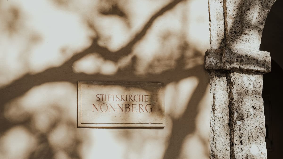 Stiftskirche Nonnberg sign at Nonnberg Abbey, Salzburg