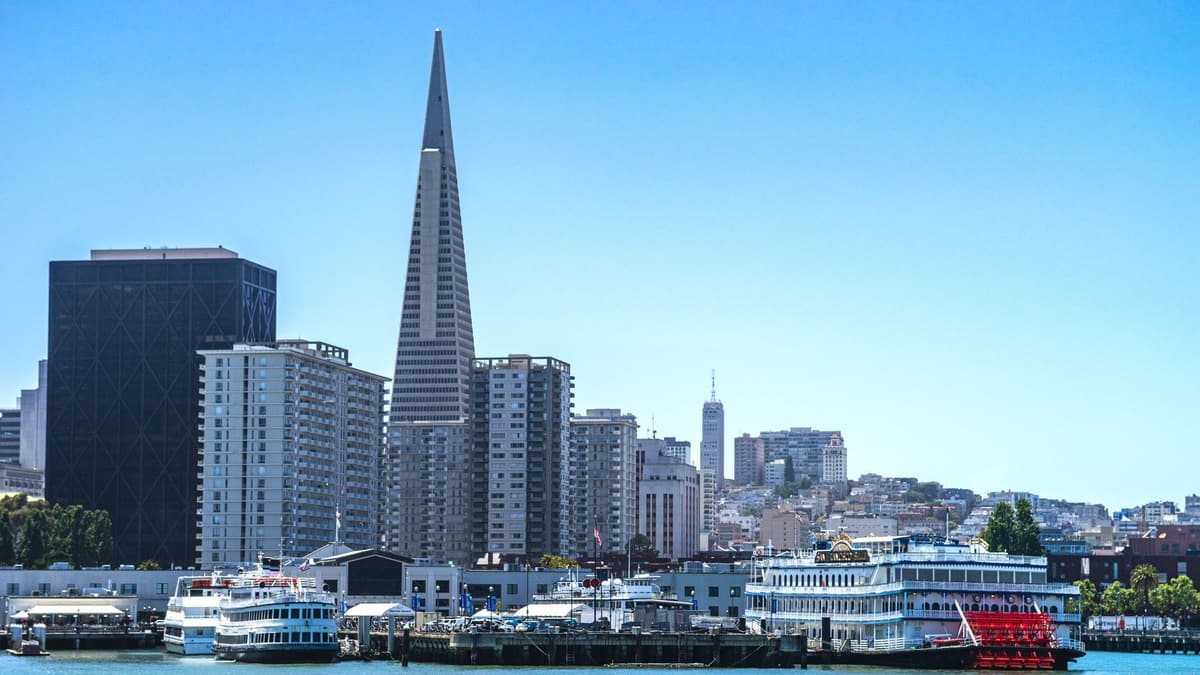 The Transamerica Pyramid above the waterfront, San Francisco