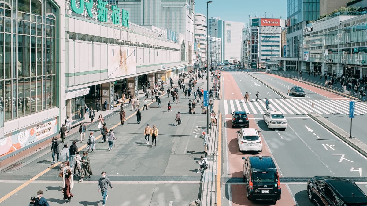 Shinjuku Station's South Exit side on Koshu-kaido, Tokyo