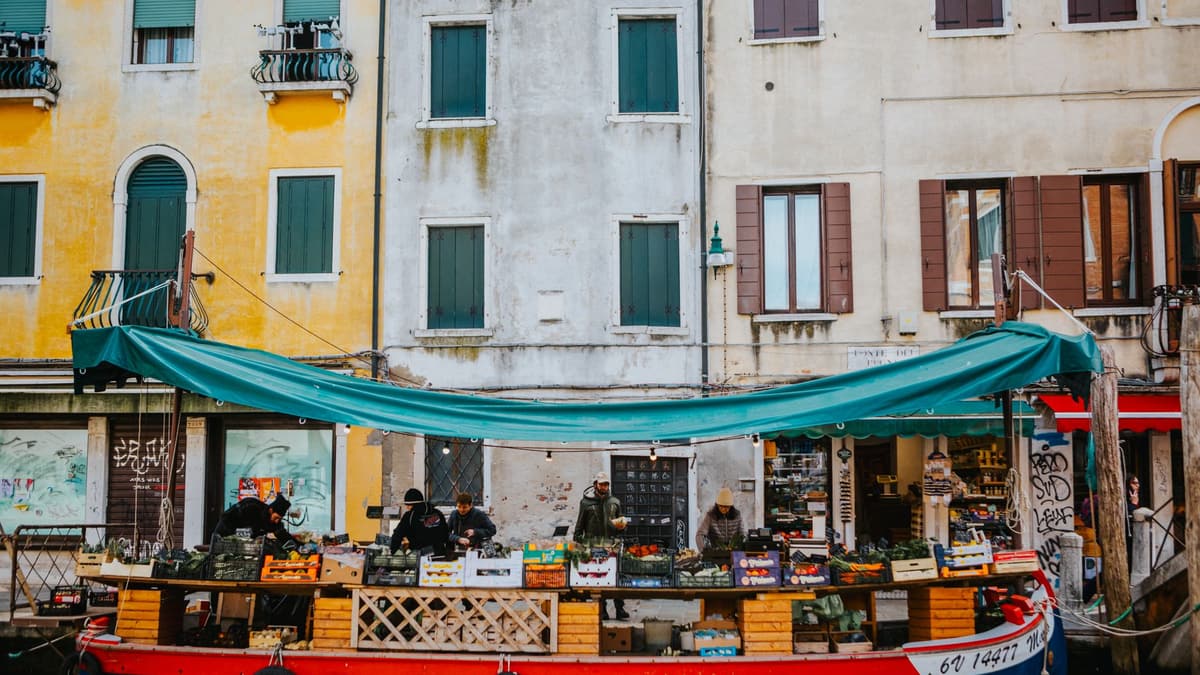 The vegetable barge at Campo San Barnaba, Venice