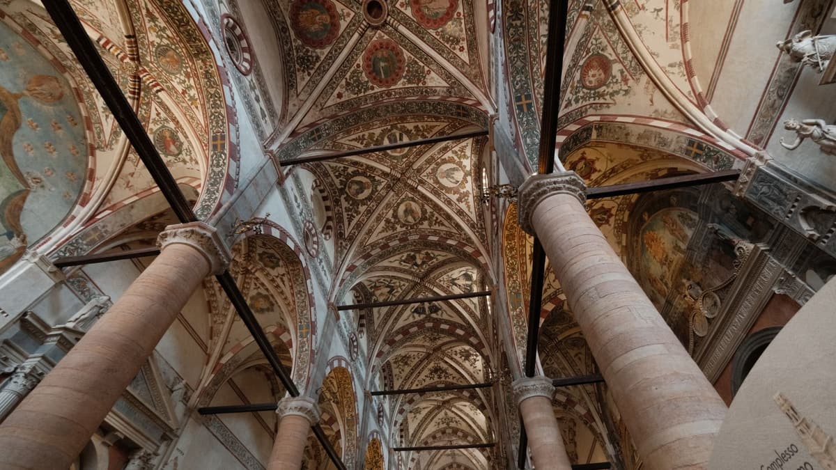 The frescoed interior of Verona Cathedral