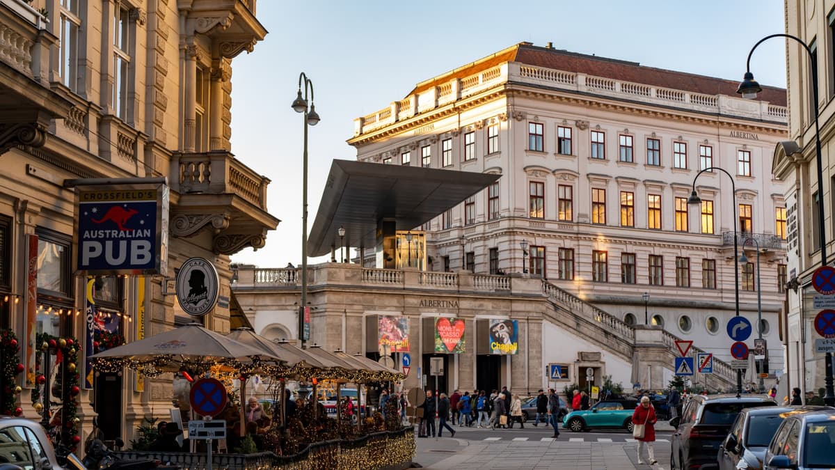 The Albertina and its terrace above Albertinaplatz, Vienna