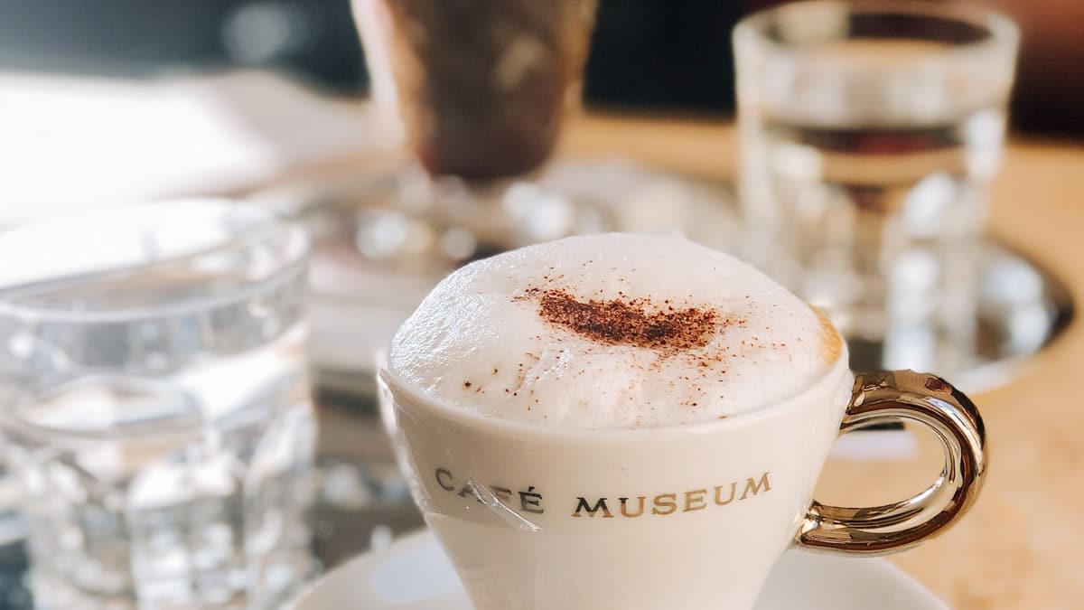 A cappuccino at Café Museum in Vienna