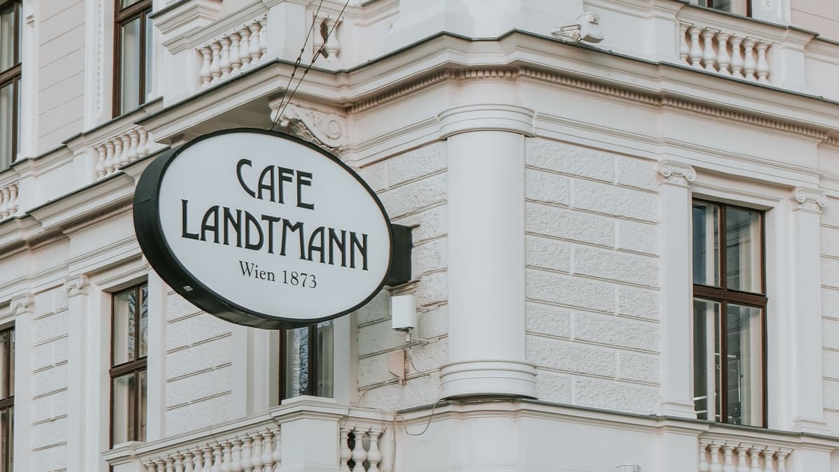 The Café Landtmann sign on the Ringstrasse in Vienna