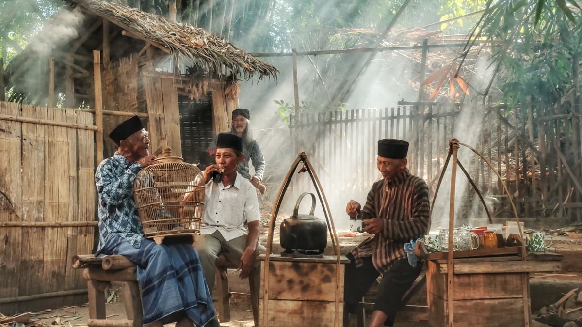 Javanese men in traditional dress, Yogyakarta