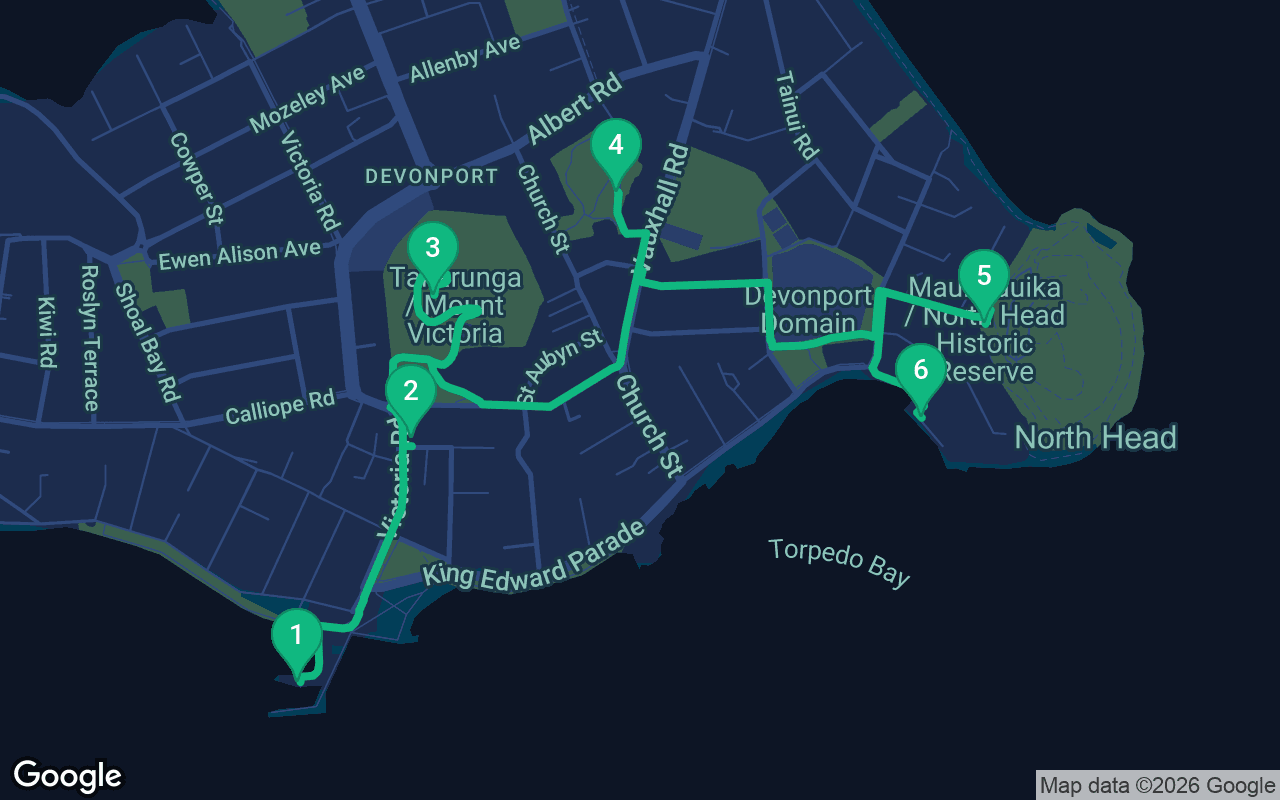 خريطة مسار المشي عبر Auckland, New Zealand