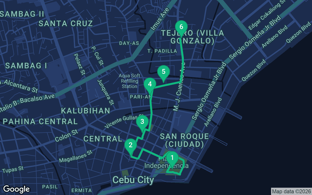 خريطة مسار المشي عبر Cebu City, Philippines