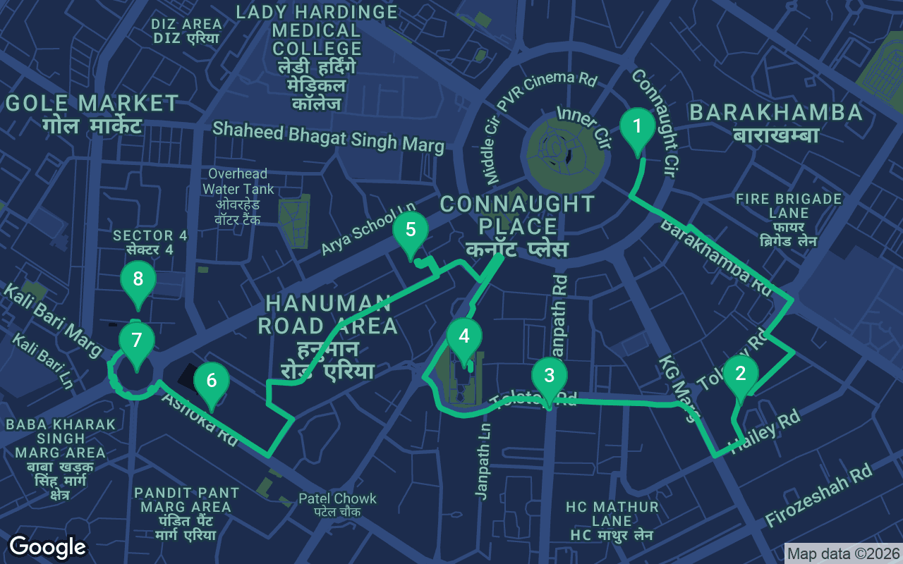 خريطة مسار المشي عبر Delhi, India
