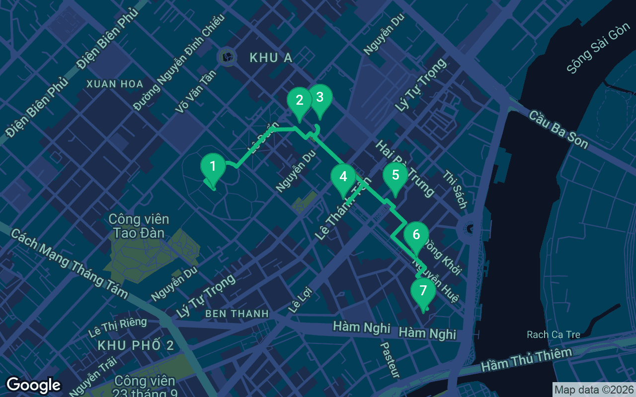 خريطة مسار المشي عبر Ho Chi Minh City, Vietnam