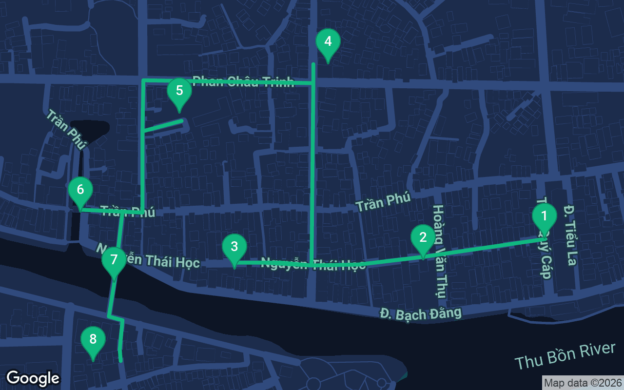Map of the walking route through Hoi An, Vietnam