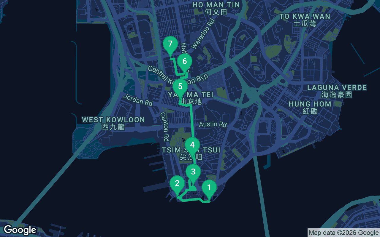 Karte der Spazierroute durch Hong Kong, Hong Kong