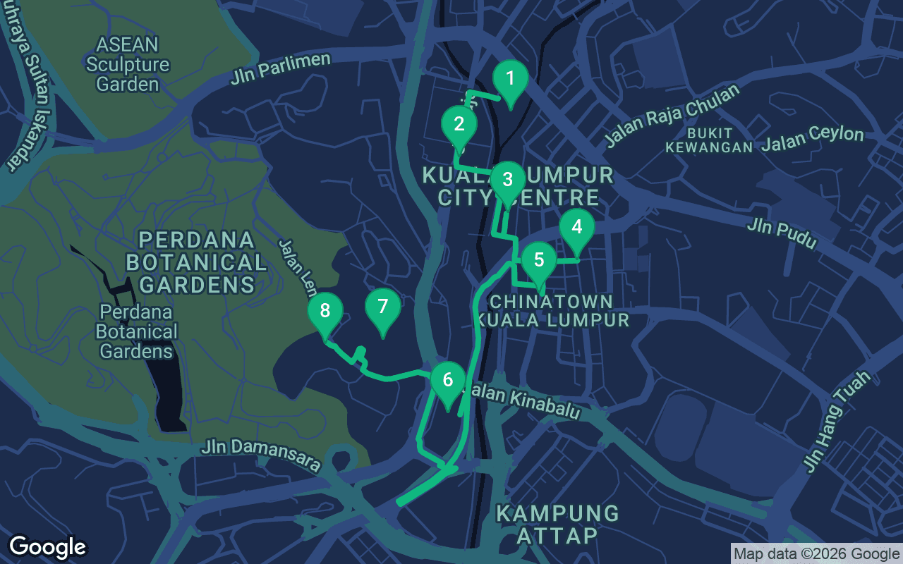 خريطة مسار المشي عبر Kuala Lumpur, Malaysia