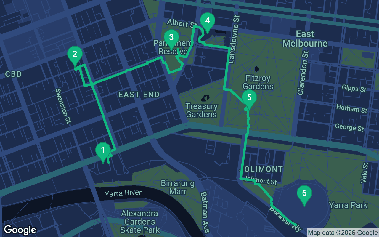 خريطة مسار المشي عبر Melbourne, Australia