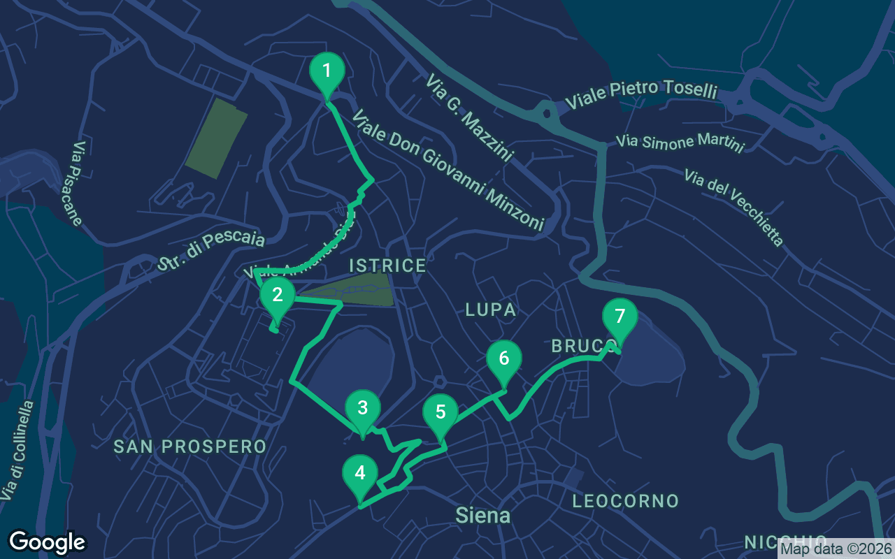 Karte der Spazierroute durch Siena, Italy