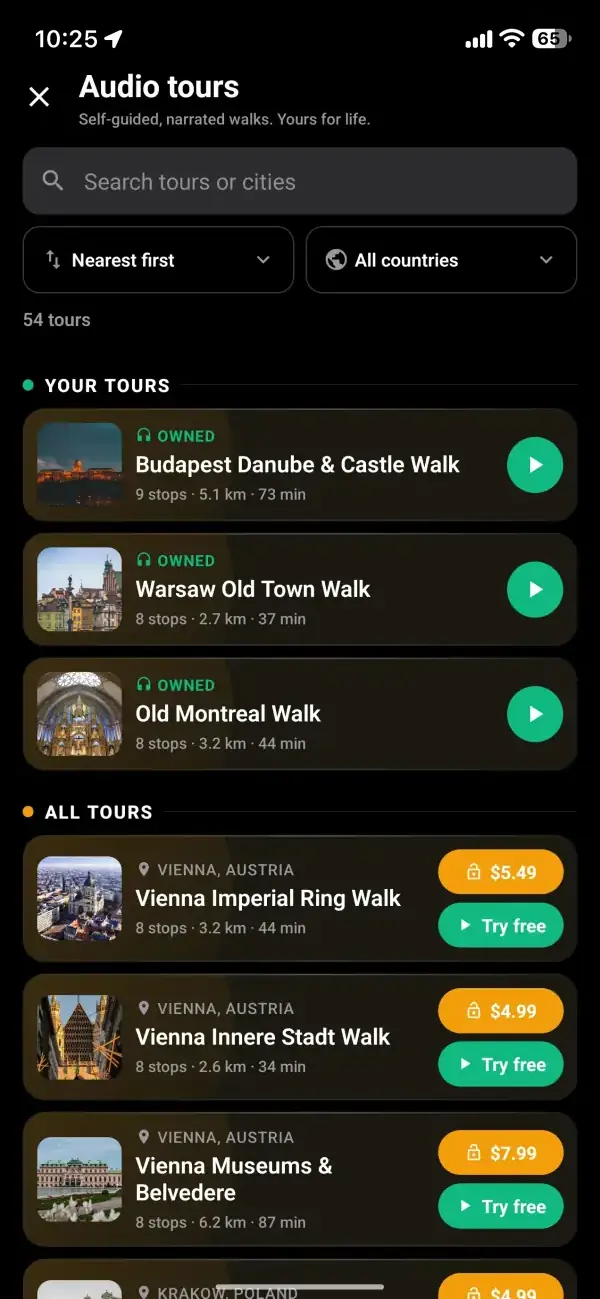 Tap the Gold Headphones and Pick a Tour
