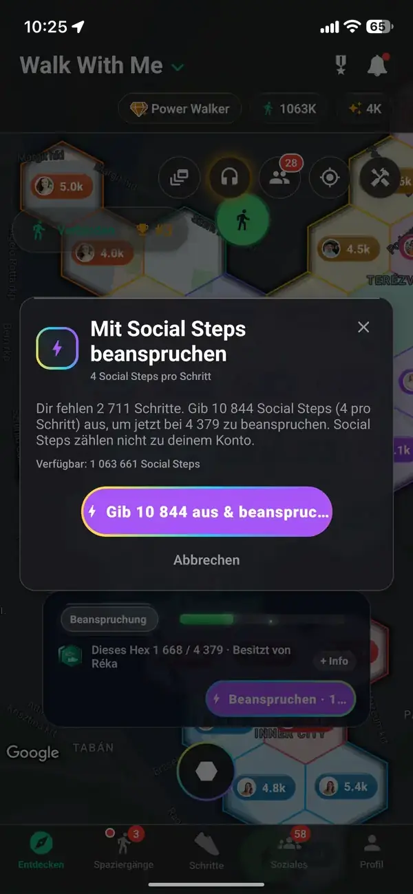 Ein Sechseck mit eingelagerten Schritten beanspruchen