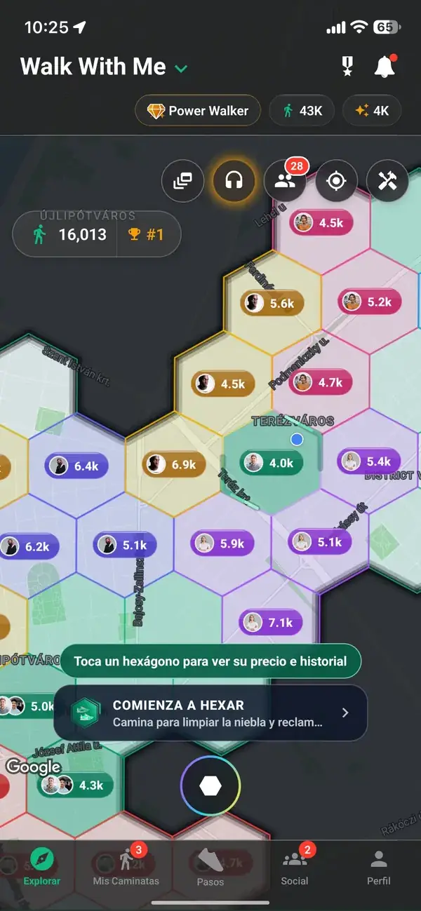 Un hexágono mantenido y su precio en el mapa